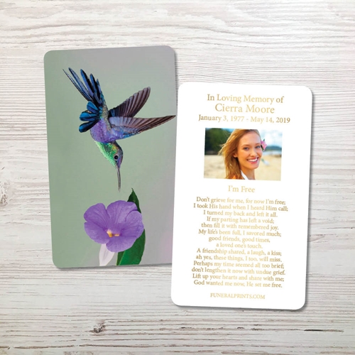 Picture of Hummingbird Gold Foil Memorial Card