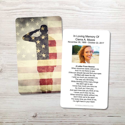 Picture of Soldier Saluting Memorial Card