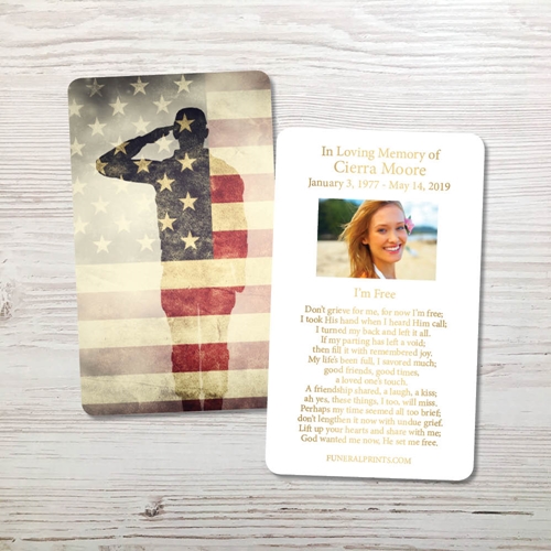 Picture of Soldier Saluting Gold Foil Memorial Card