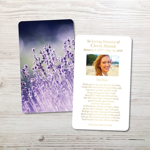 Picture of Lavender Lights Gold Foil Memorial Card