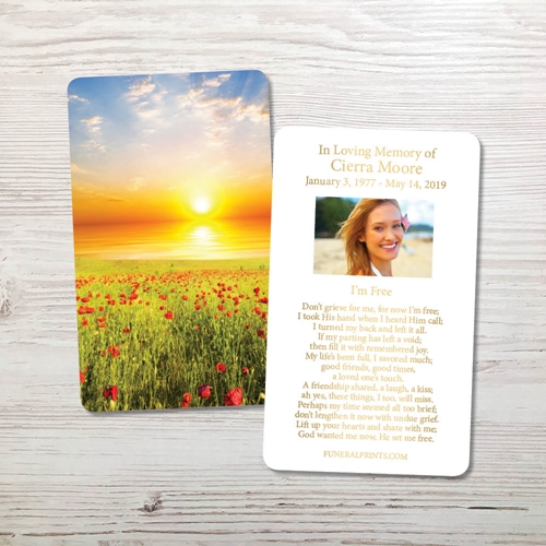 Show details for Sunset Field Gold Foil Memorial Card