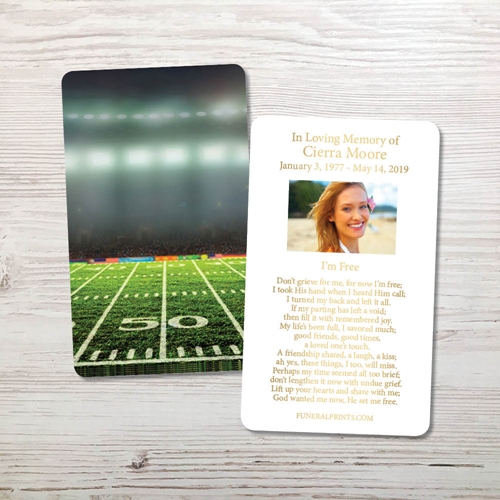 Picture of Football Field Gold Foil Memorial Card