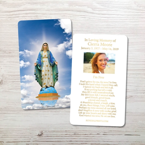 Picture of Virgin Mary Gold Foil Memorial Card