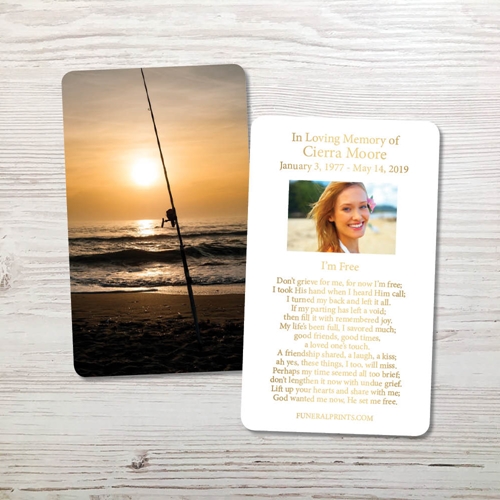 Show details for Fishing Pole Gold Foil Memorial Card