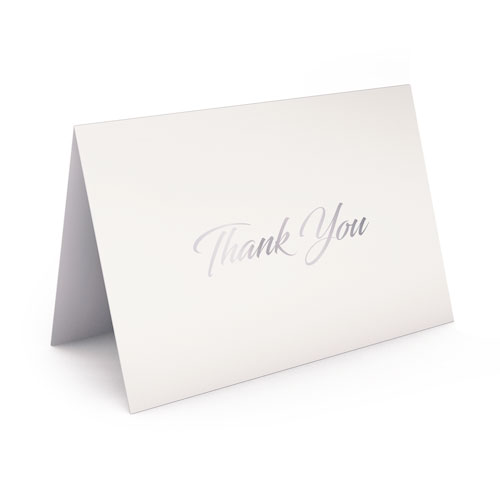 Picture of White with Silver Foil Thank You Card