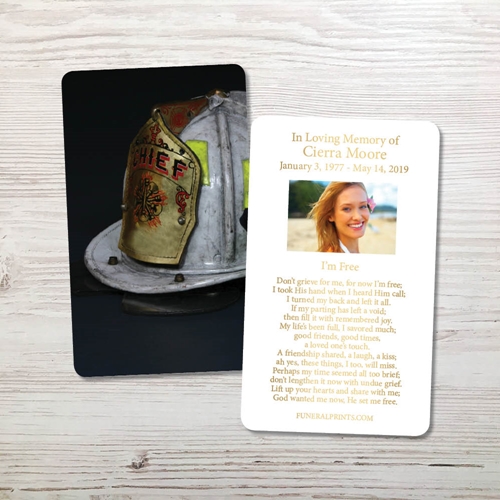 Picture of Fire Helmet Gold Foil Memorial Card