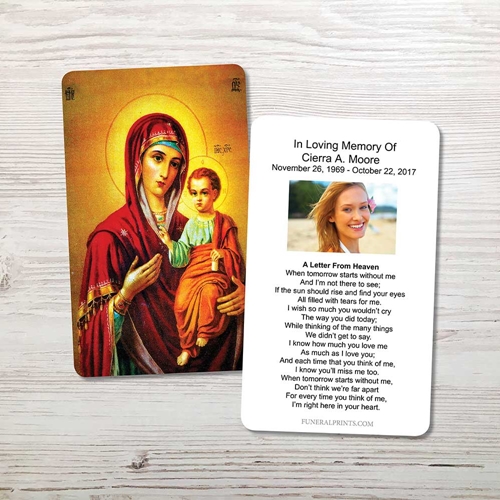 Picture of Virgin Mary with Jesus Memorial Card