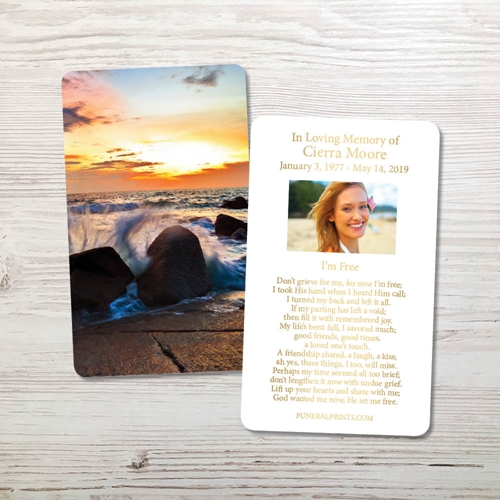 Picture of Crashing Waves Gold Foil Memorial Card