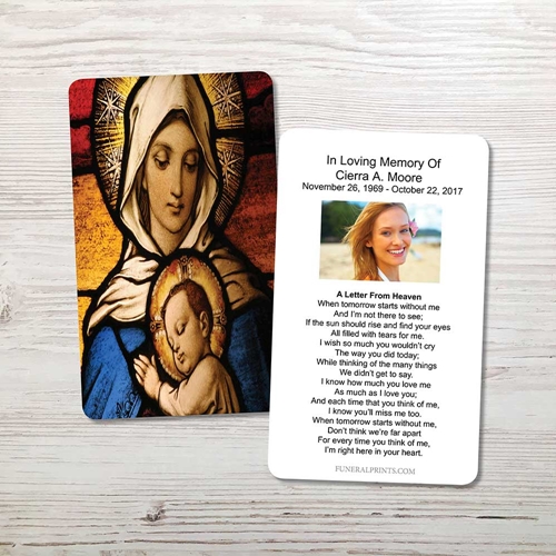 Picture of Virgin Mary with Baby Jesus Memorial Card